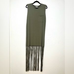💥NWT💥 Soprano Tshirt Fringe Boho dress. Green. Sz Medium